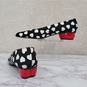 Ramon Tenza Black and White Heart Heels with Red Accents